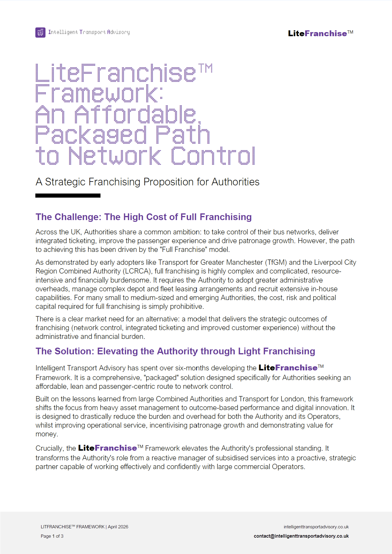 LiteFranchise™ Framework — A Strategic Franchising Proposition for Authorities